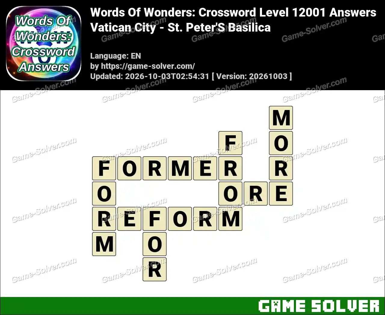 Words Of Wonders: Crossword Level 12001 Answers – Vatican City – St. Peter’S Basilica